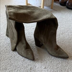 Cole Haan Olive Suede pull on boots. WORN ONCE!